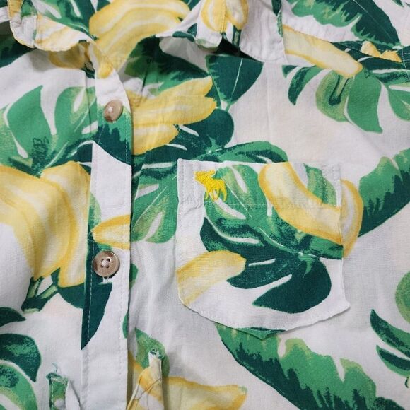 Abercrombie Kids  Size 15/16 Banana Leaves Print Buttondown Tie Front Top Shirt - Picture 4 of 6